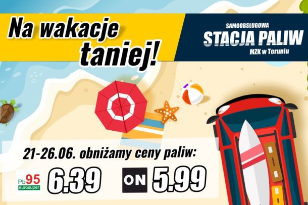 Grafika - promocja wakacyjna na stacji paliw MZK