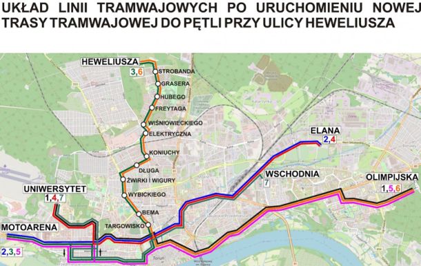 Schemat linii tramwajowych