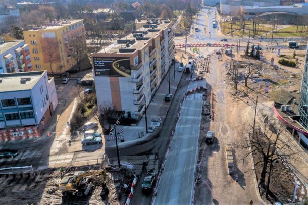 Plac budowy nowej linii tramwajowej